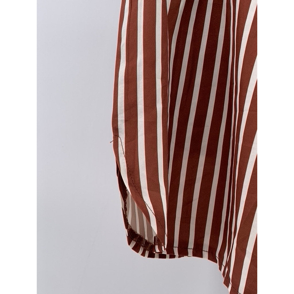 UNBRANDED Women's Brown-White Striped Shorts SZ S