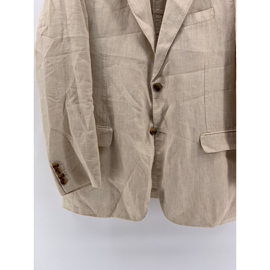CLUB ROOM Men's Beige Linen Two Button Blazer SZ 2XL