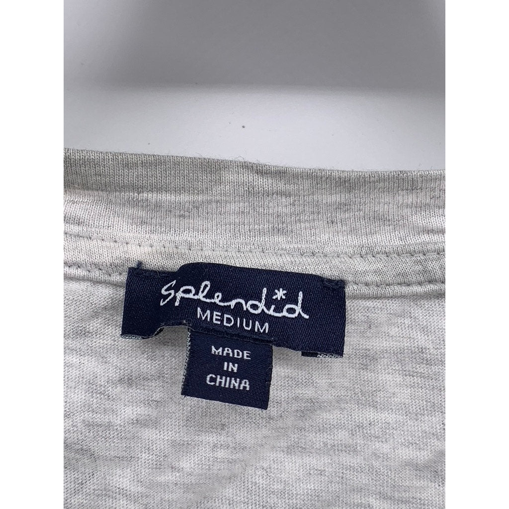 SPLENDID Women’s Gray Camo-Print Crewneck Short Sleeve T-Shirt SZ M