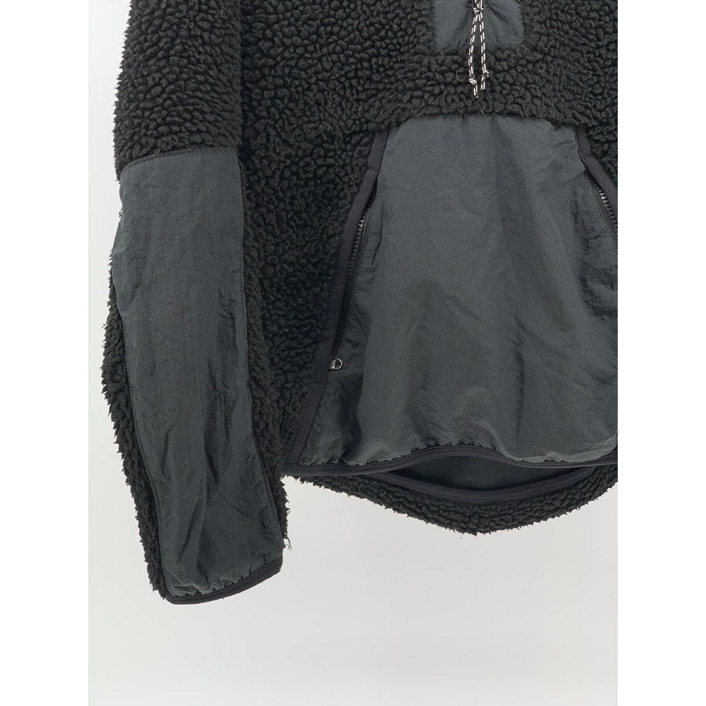 NIKE Men's Vintage Black Sherpa Embroidered Patch Half-Zip Jacket SZ XS