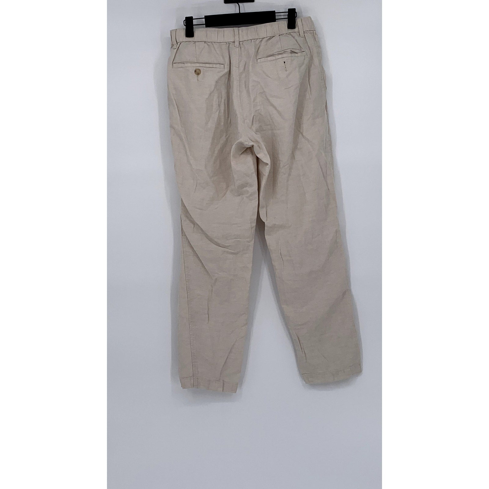 UNIQLO Women's Beige Cotton-Linen Blend Relaxed-Straight Fit Pant SZ S