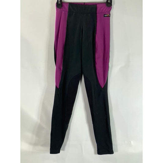 KERRITS Women's Black/Purple Colorblock Knee Patch Riding Pull-On Leggings SZ XS