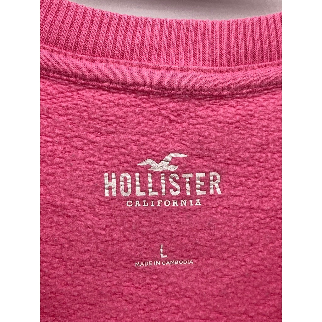 HOLLISTER Women's Pink Crewneck Logo Long Sleeve Sweatshirt SZ L