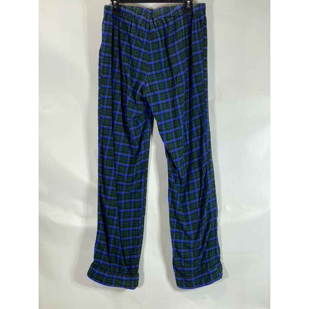 J.CREW Women's Blue/Green Plaid Vintage Drawstring Flannel Pajama Pant SZ M