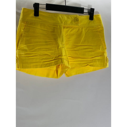 5|48 Women's Yellow Extended Button Casual Shorts SZ 0