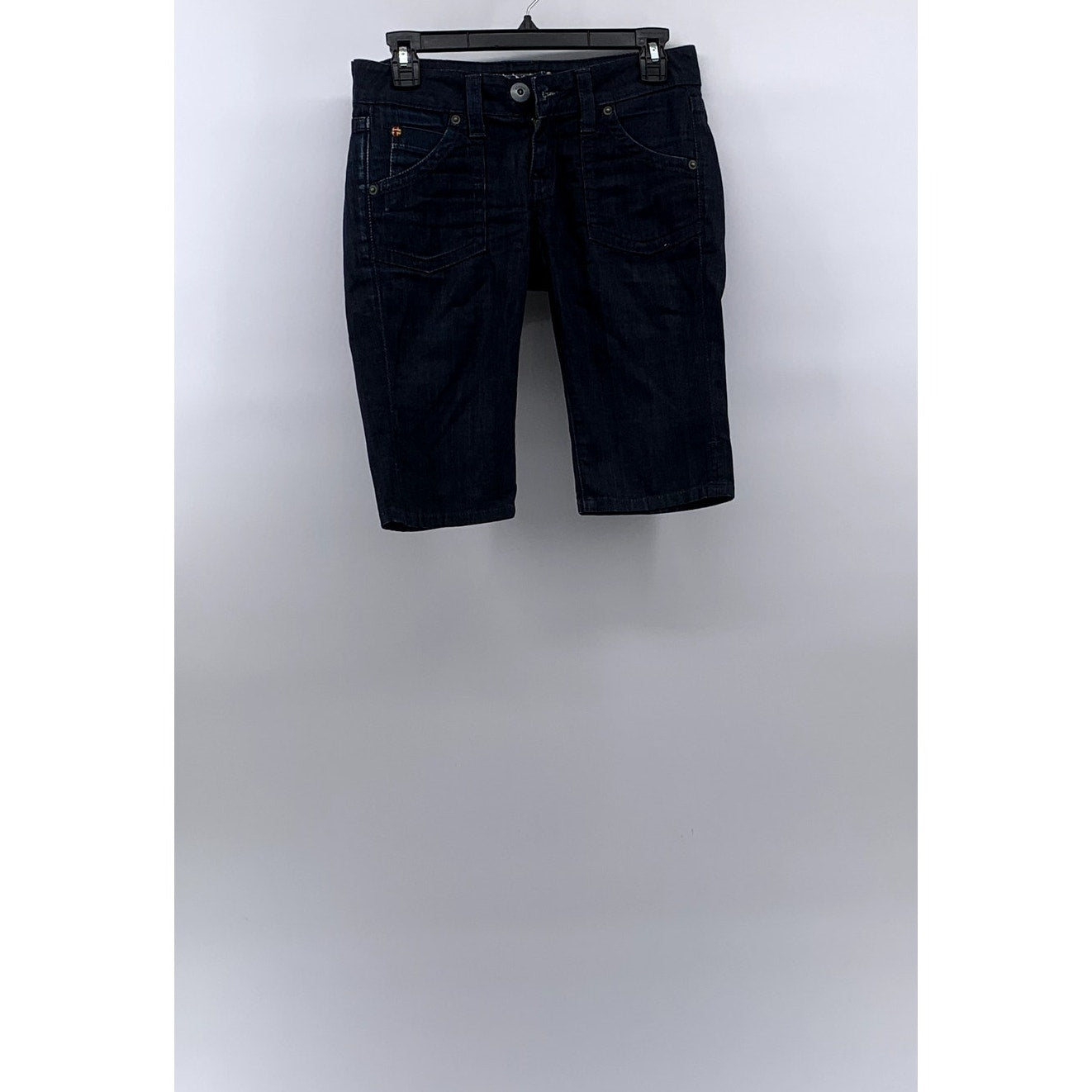 HUDSON Women’s Vintage Dark Blue Five-Pocket Regular-Fit Bermuda Shorts SZ 24