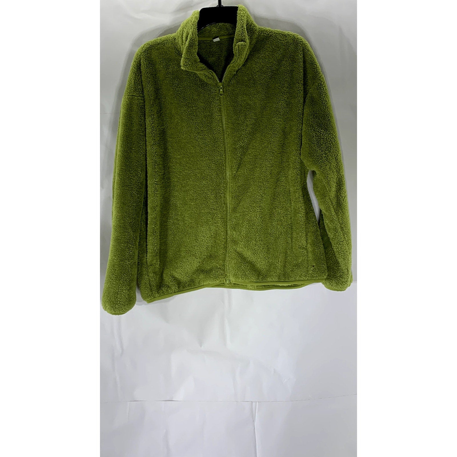 UNIQLO Women's Dark Green Fluffy Yarn Fleece Zip-Up Mock-Neck Jacket SZ XL
