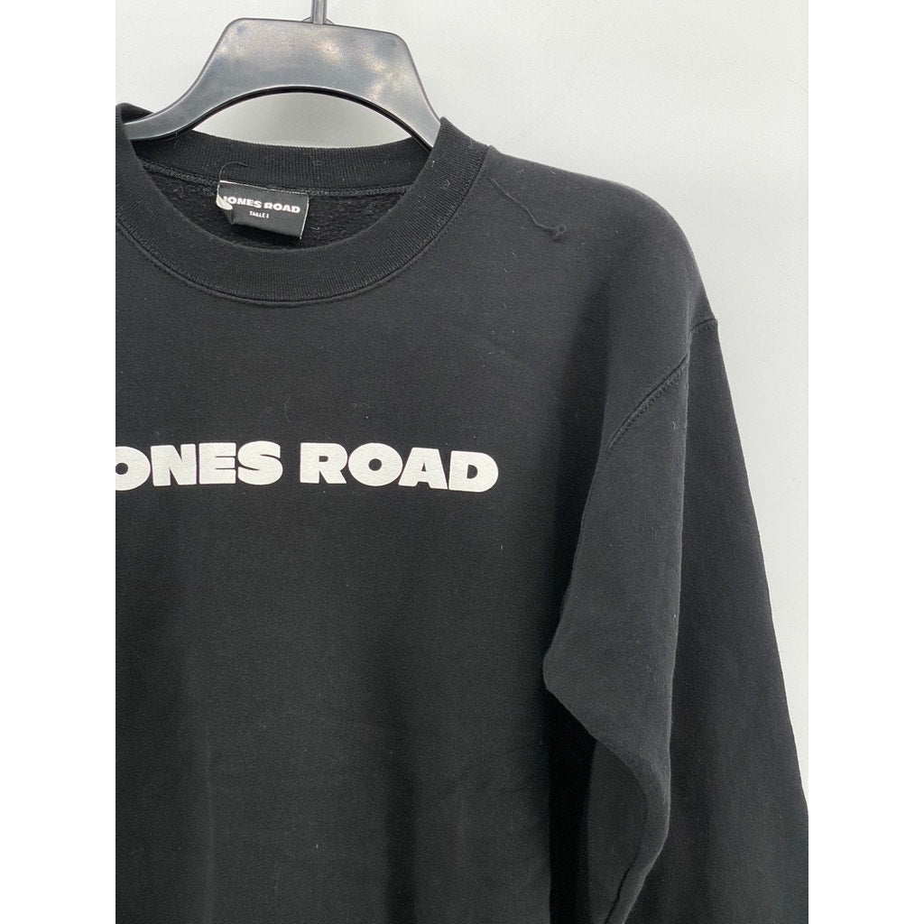 JONES RAOD Women's Black Logo Crewneck Classic Long Sleeve Sweatshirt SZ S