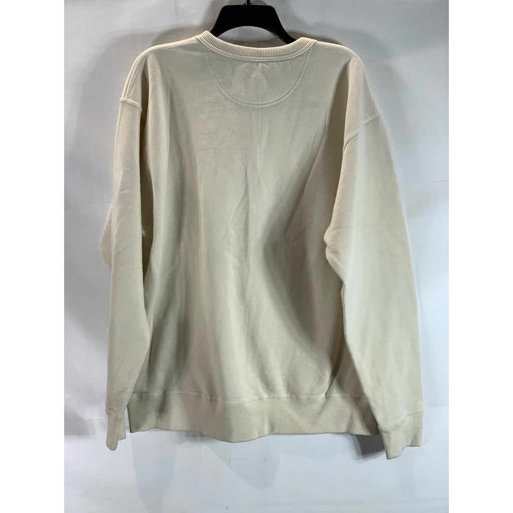 CHAMPION Men's Beige Crewneck Script Logo Powerblend Regular-Fit Sweatshirt SZXL