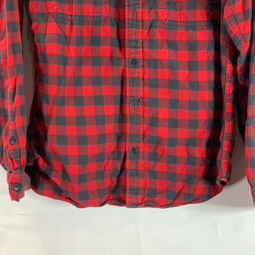 J.CREW Men's Red/Black Cotton Flannel Slim-Fit Button-Up Long Sleeve Shirt SZ M