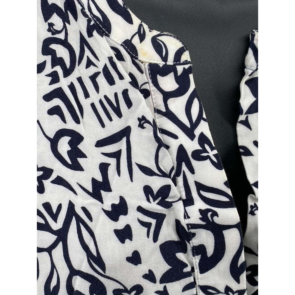 PADLETON Women's Black-White Printed Serephina Half-Button A-Line Dress SZ M
