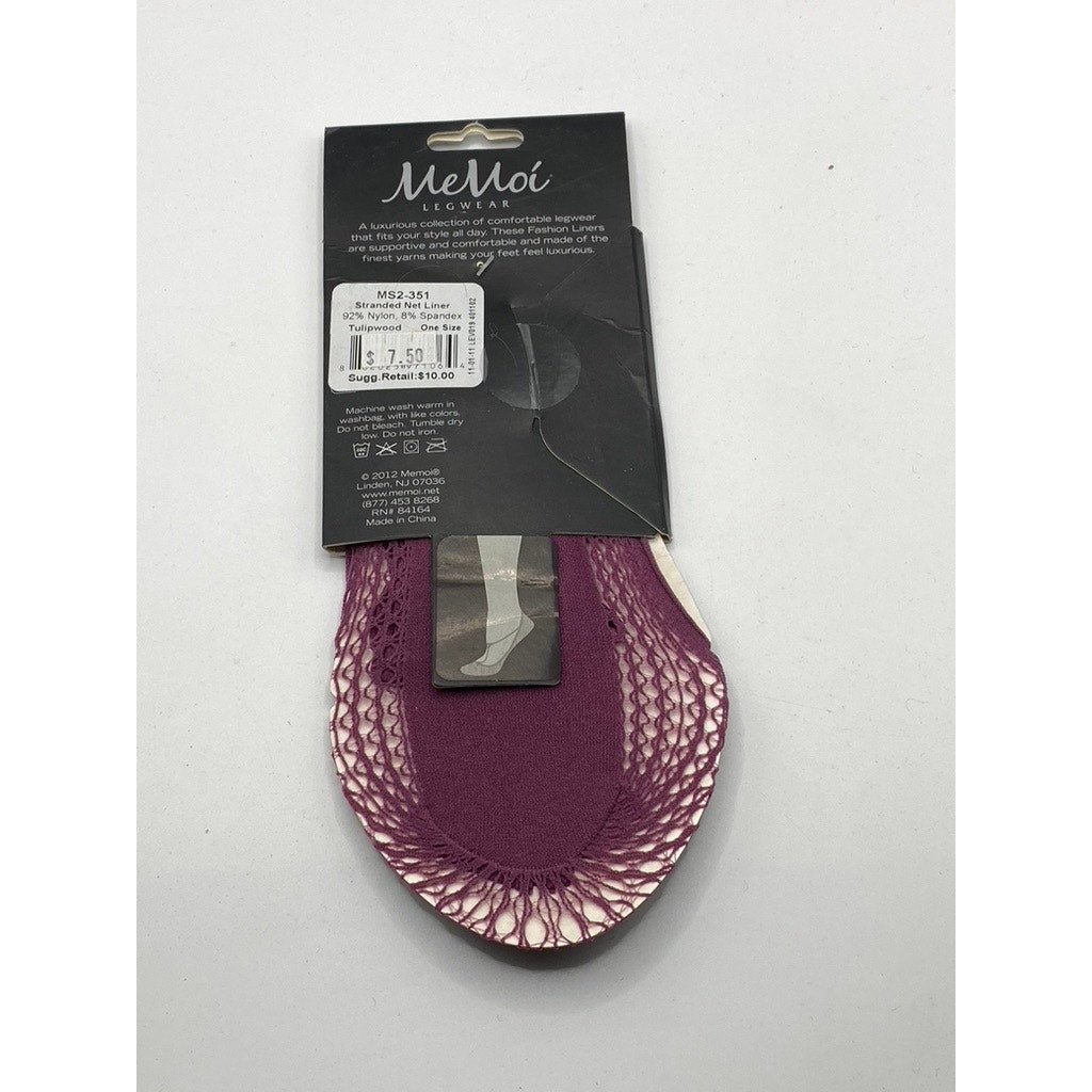 MEMOI Women's Tulipwood Purple Mesh Cross Stranded Net Liner Socks SZ OS