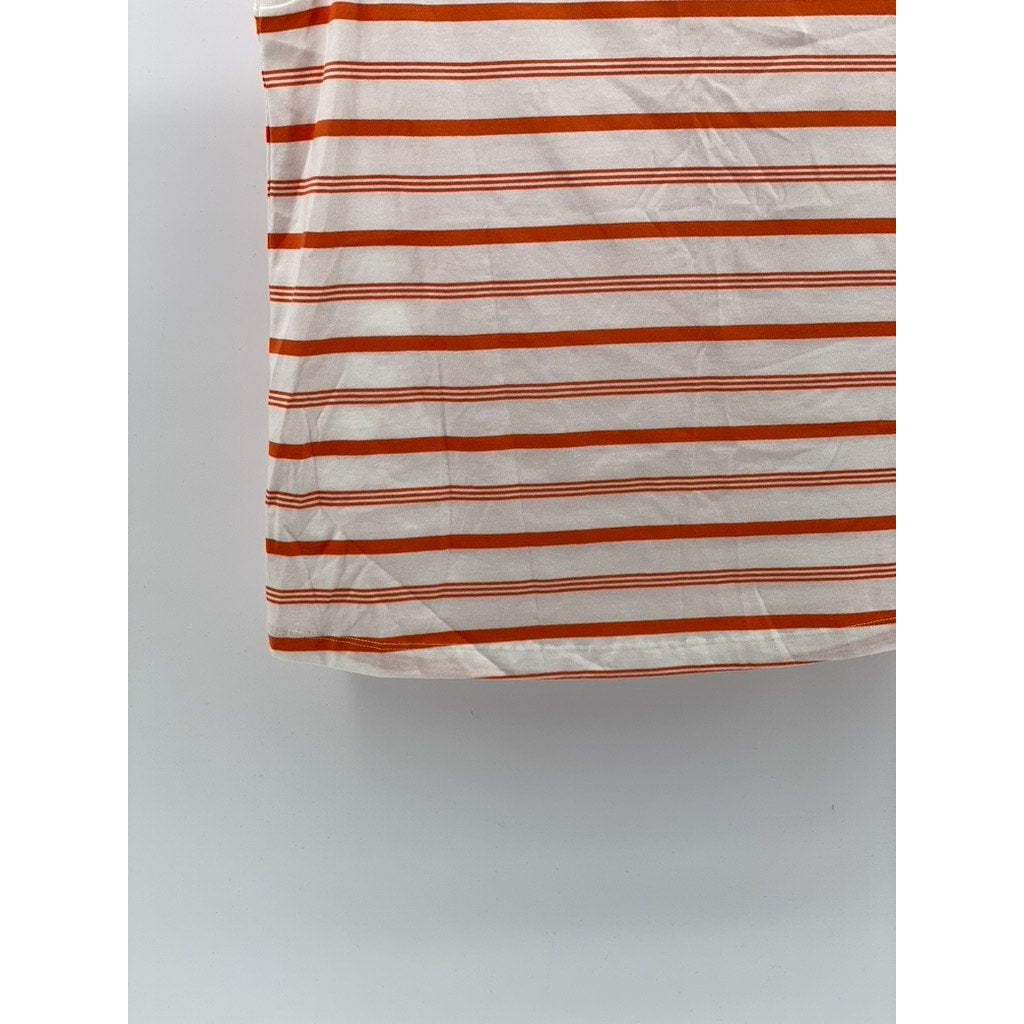 WOOD WOOD Women's White-Orange Crewneck Lydia Striped Sleeveless Top SZ XS