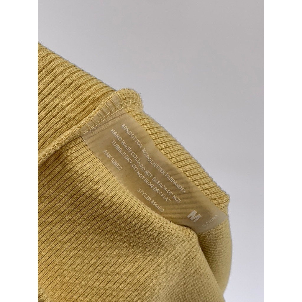HEY BABE Women’s Yellow Ribbed V-Neck Cut-Out Spaghetti Strap Mini Dress SZ M