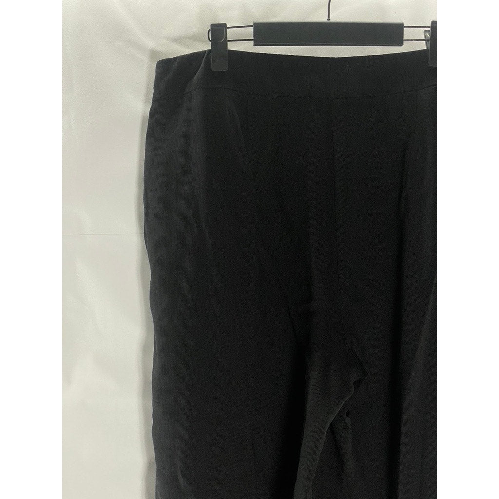 EILEEN FISHER Women's Black Stretch Jersey Knit Wide-Leg Pant SZ M