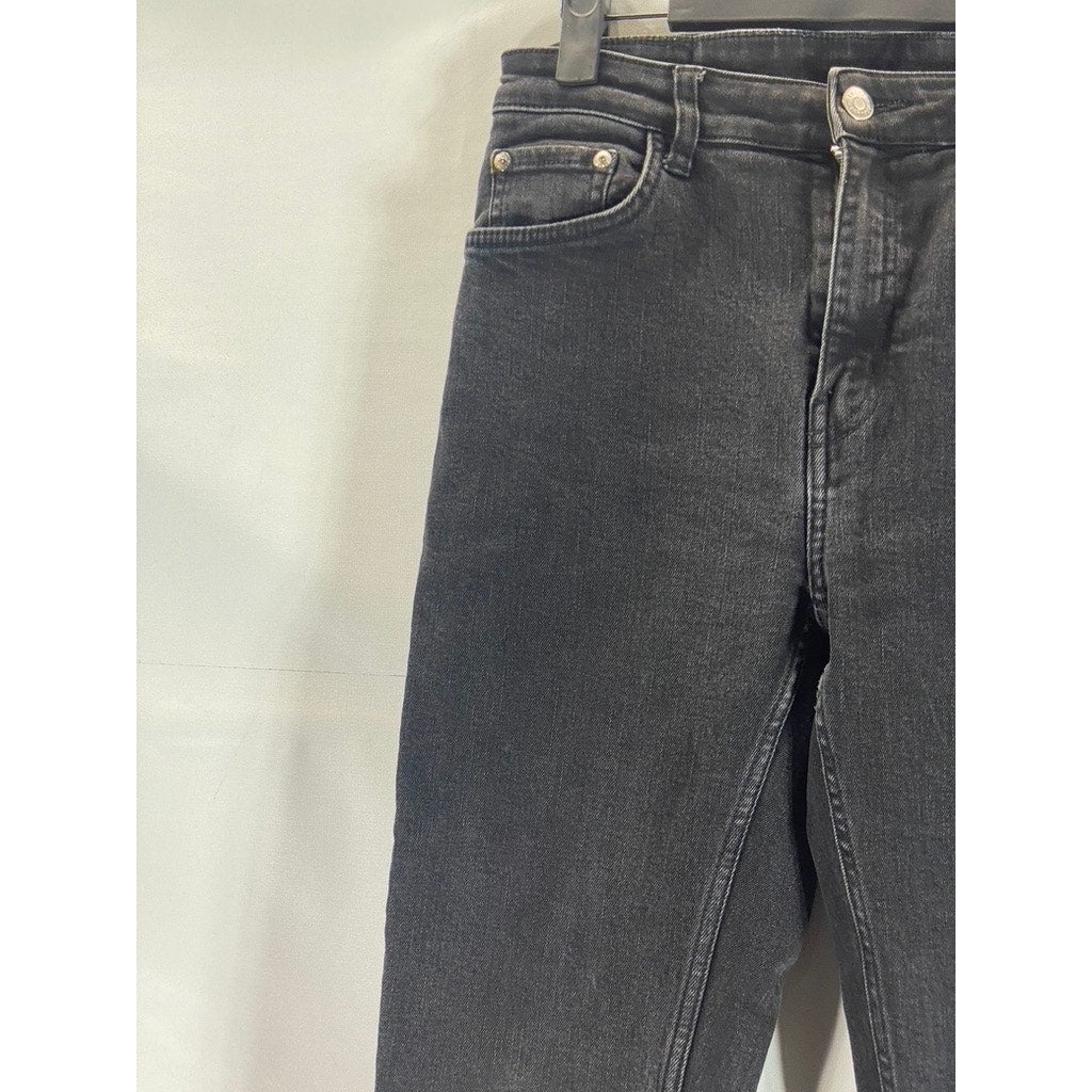 MTWTFSS WEEKDAY Women's Way Black Skinny-Fit Raw-Hem Denim Jeans SZ 28X30
