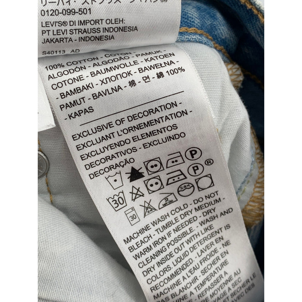 LEVI'S Women's Light Blue 501 Denim Frayed Original-Fit High-Rise Shorts SZ 24