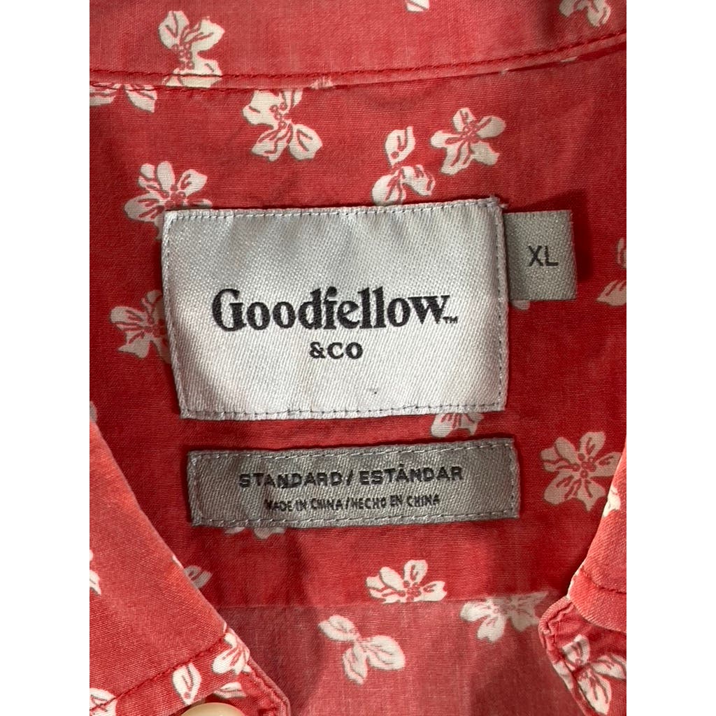 GOODFELLOW & CO Men's Red Floral Standard-Fit Northrop Button-Up Shirt SZ XL