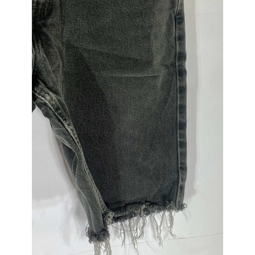 LEVI'S Men's Vintage Black 505 Regular-Fit Straight Denim Cut-Off Shorts SZ 33
