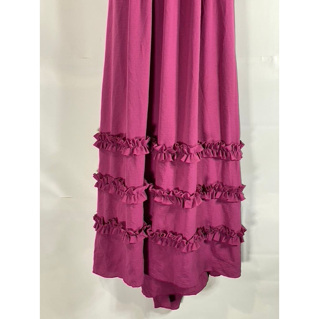 CIDER Women's Violet Solid Shirred Smocked Bodice Halter Maxi Dress SZ M(US6)