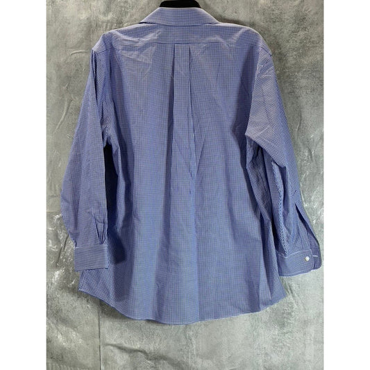 BROOKS BROTHERS Men's Blue Gingham Regular-Fit Non-Iron Dress Shirt SZ 16.5/32