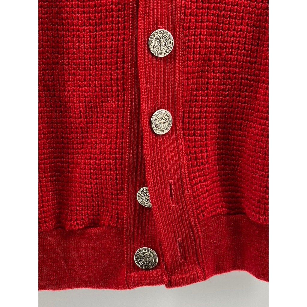 PENDELTON Women's Dark Red Vintage Knit Virgin Wool Button-Up Cardigan SZ M