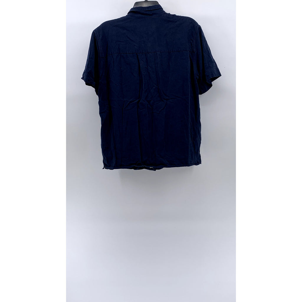 SELECTED HOMME Men's Dark Blue Regular-Fit Button-Up Short Sleeve Shirt SZ M