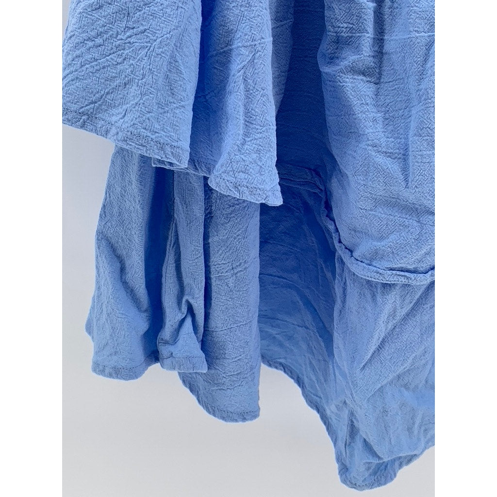 UNBRANDED Women's Blue Back-Tie Tiered Mini Dress SZ S