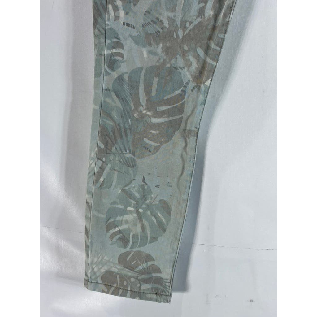 CABI Women's Green Paradise Palm Print Cropped Skinny Pants SZ 4