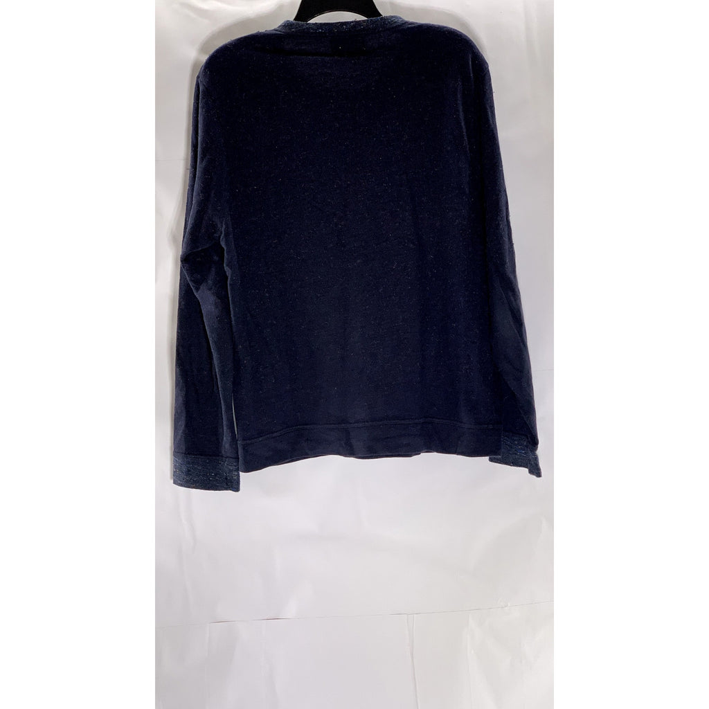 OLIVER SPENER Men's Dark Blue Cotton-Blend Crewneck Long Sleeve Sweater SZ L