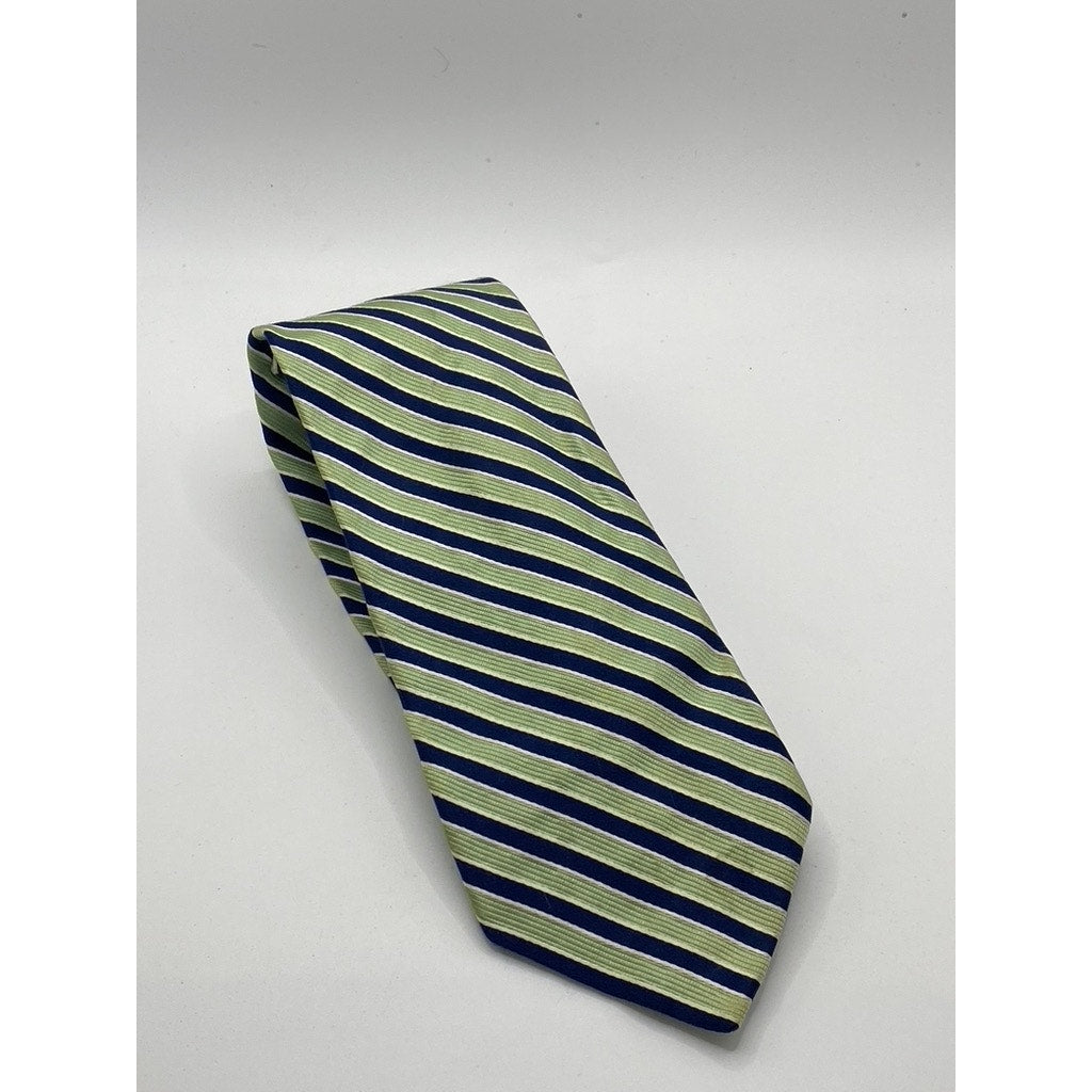 NÁUTICA Men’s Green-Navy Blue Silk Striped Tie SZ OS