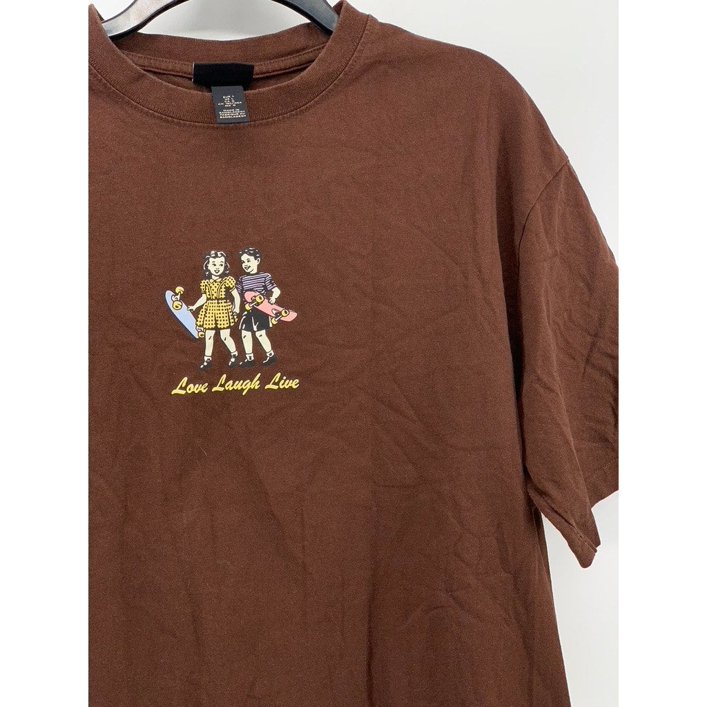 H&M Men's Brown Live Laugh Love Graphic T-Shirt SZ L