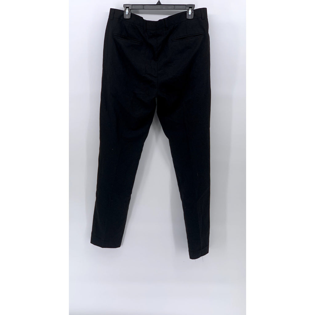 TOPMAN Men's Black Solid Regular-Fit Straight-Leg Dress-Up Pants SZ 36