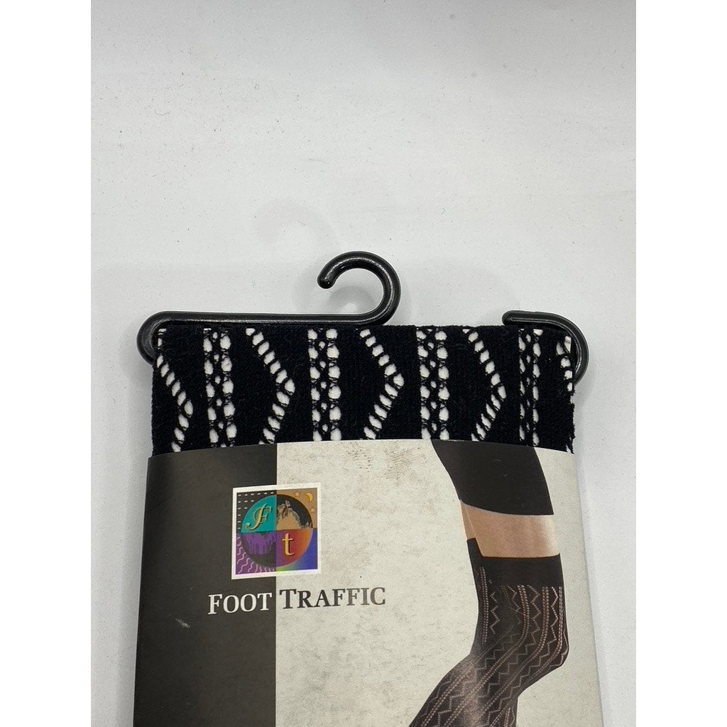 FOOT TRAFFIC Women's Black Cutout Stretch Pull-On Knee High Socks SZ OS