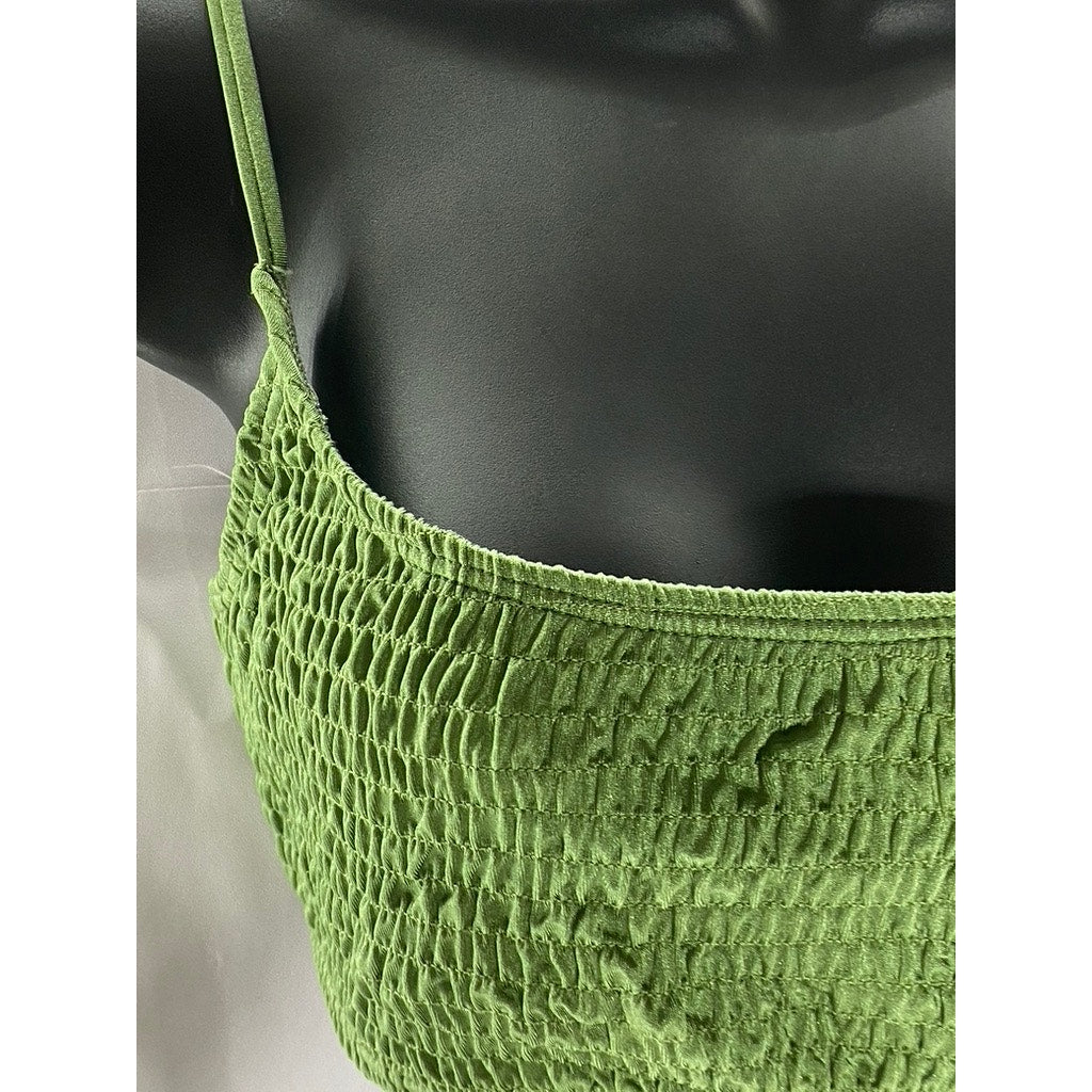 SOUTH BEACH Women's Crinkle Green Adjustable Spaghetti Strap Bikini Top SZ 12