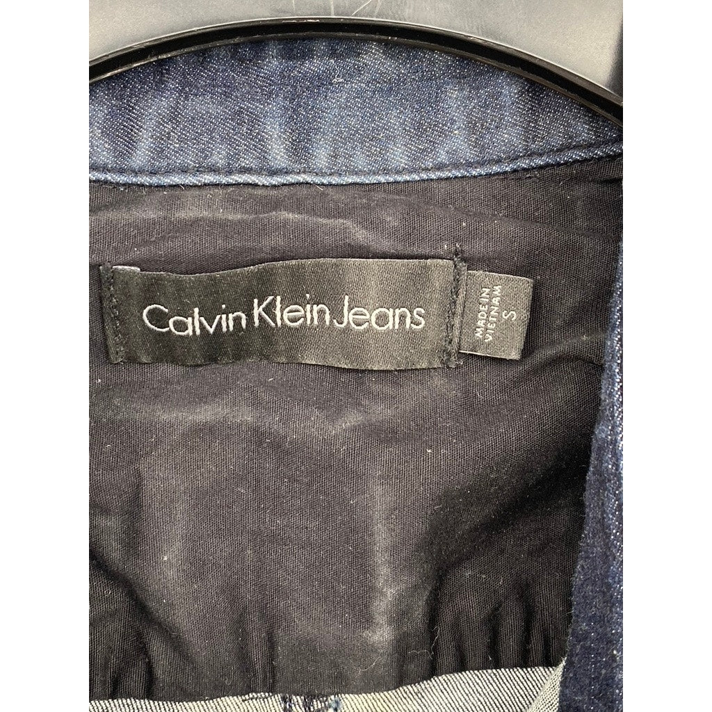 CALVIN KLEIN JEANS Men’s Navy Blue Denim Button-Up Long Sleeve Shirt SZ S