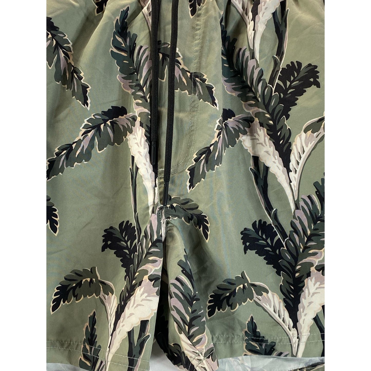 REISS Men's Green Palm Tree Print Drawstring Pull-On Swim Shorts SZ XL