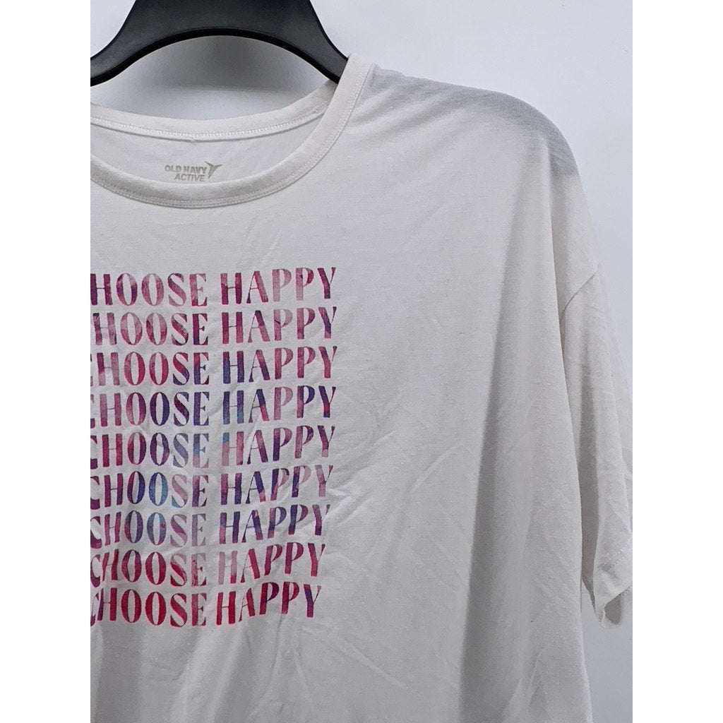 OLD NAVY ACTIVE Women's White Choose Happy Short Sleeve Top SZ S