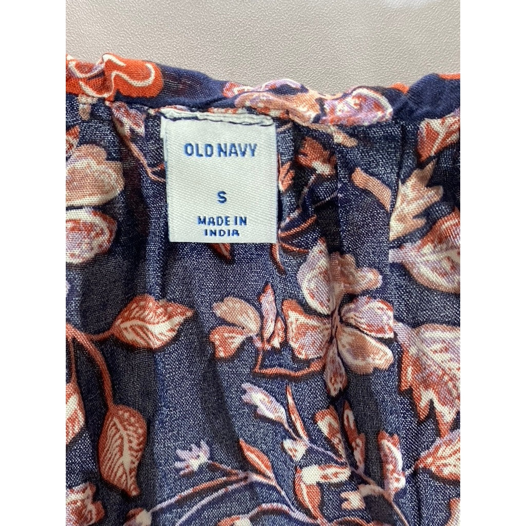 OLD NAVY Women's Navy Floral Ruffle Short Sleeve Wrap Top SZ S
