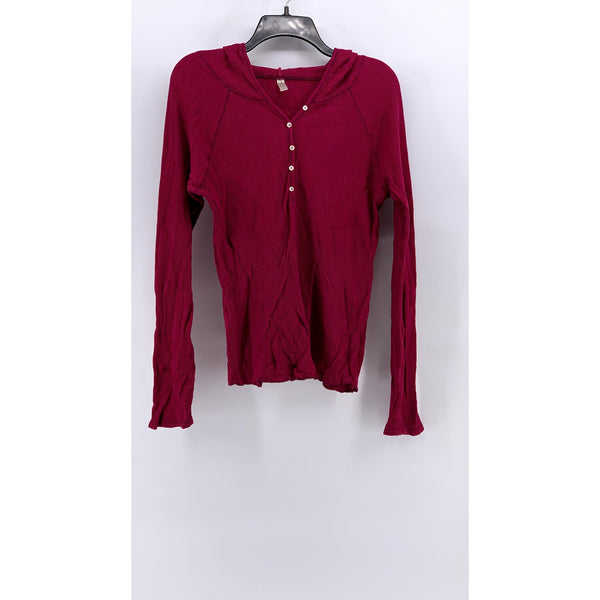 OLD NAVY Women's Vintage Perfect Fit Waffle Knit Henley Hooded Top SZ L