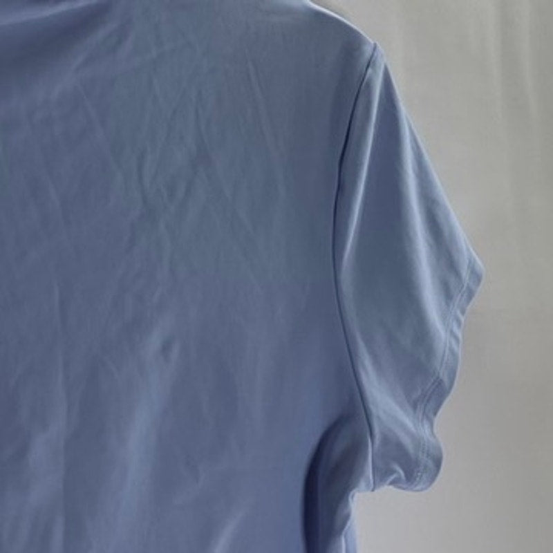 90 DEGREE By REFLEX Women's Light Blue Short Sleeve Cropped Tennis Polo Top SZ L