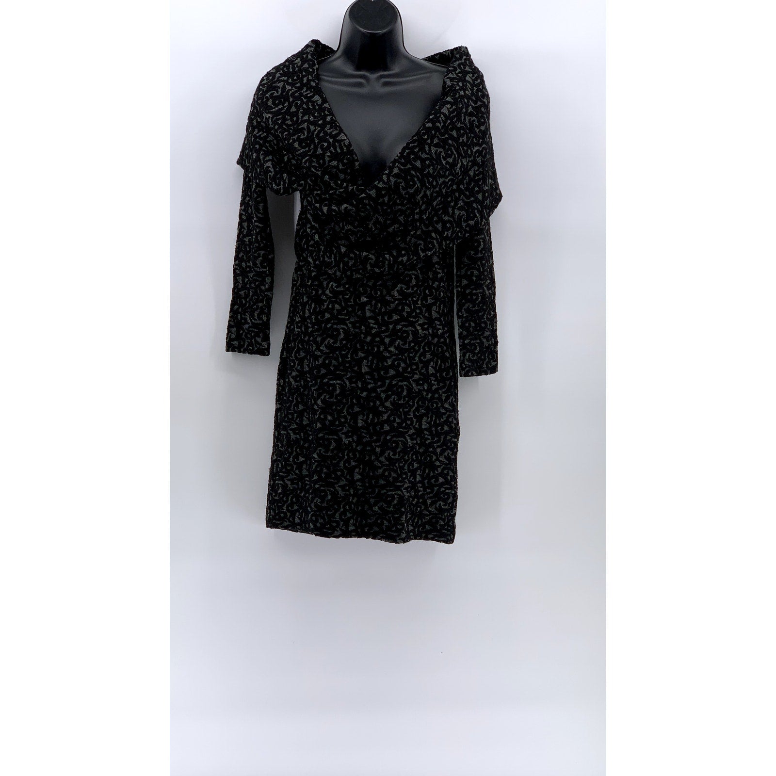 LORRAINE PARISH FOR LAKOTA Women's Petite Black-Gray Printed Dress SZ XS