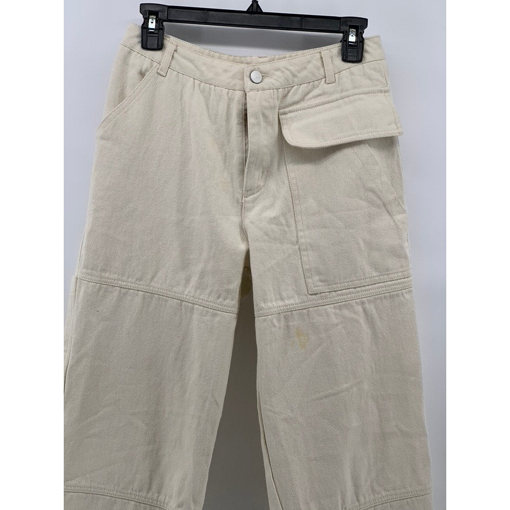 STILLA YOU Women's Cream Baggy Fit Straight Leg Pants SZ M