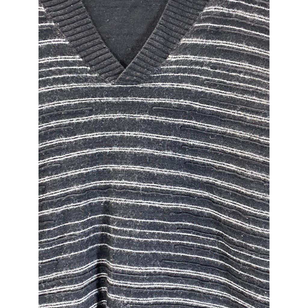 A|X ARMANI EXCHANGE Men's Black Striped V-Neck Pullover Sweater SZ XL