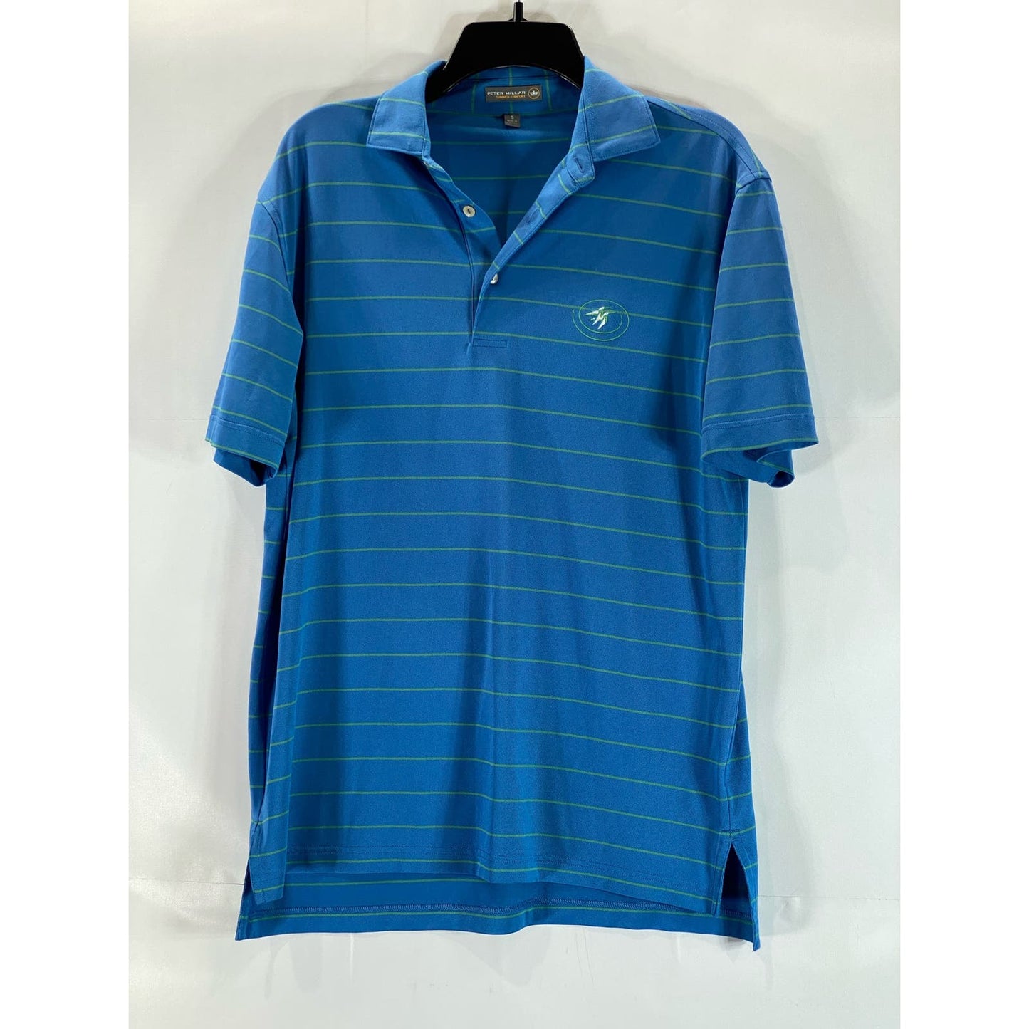 PETER MILLAR Men's Blue/Green Stripe Summer Comfort Short Sleeve Polo Shirt SZ S