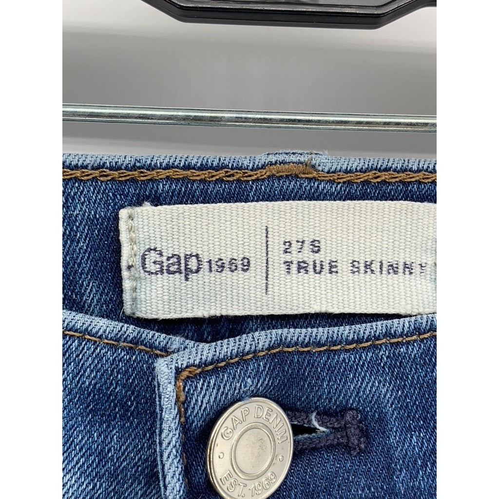 GAP Women's Short Medium Indigo Stretch True Skinny Jeans SZ 27