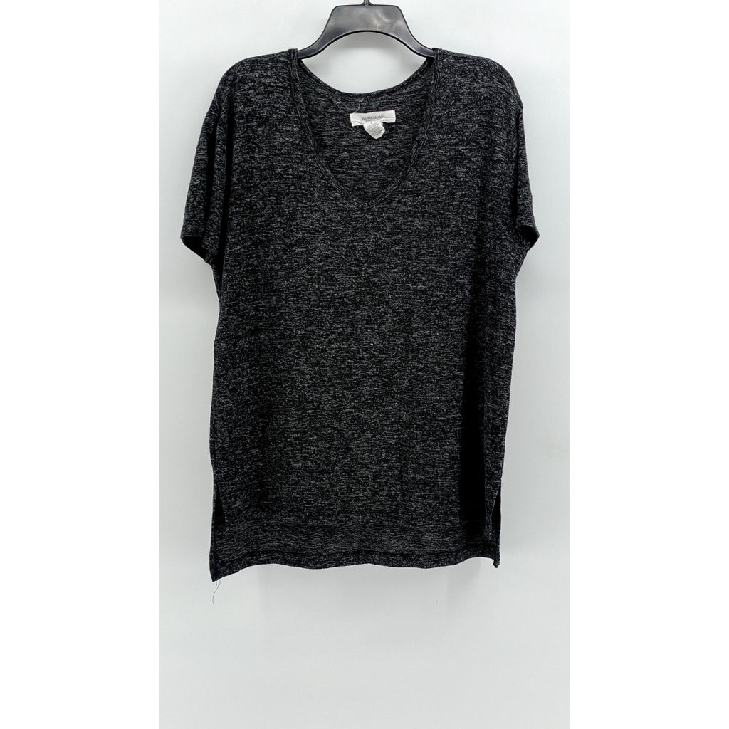 WORKSHOP REPUBLIC CLOTHING Women's Charcoal Heather Short Sleeve Top SZ L