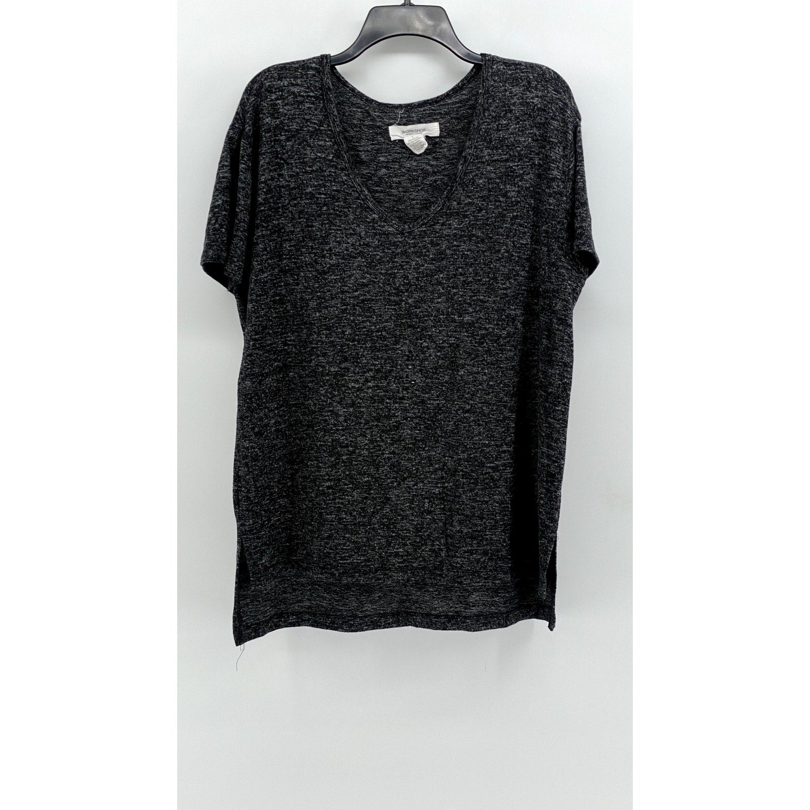WORKSHOP REPUBLIC CLOTHING Women's Charcoal Heather Short Sleeve Top SZ L