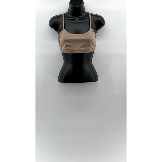 ALO Women's Gravel Tan Scoop-Neck Cross-Back Airlift Intrigue Bra SZ S