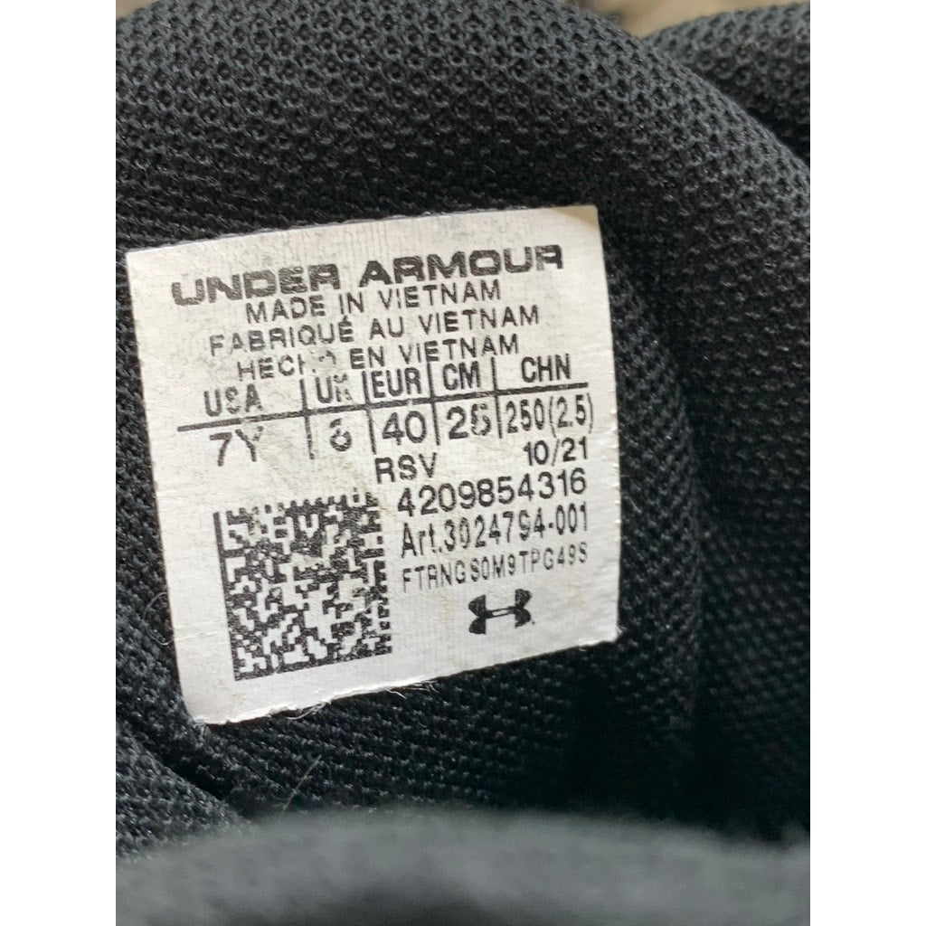 UNDER ARMOUR Kids Black-White Basketball Sneakers SZ 7Y